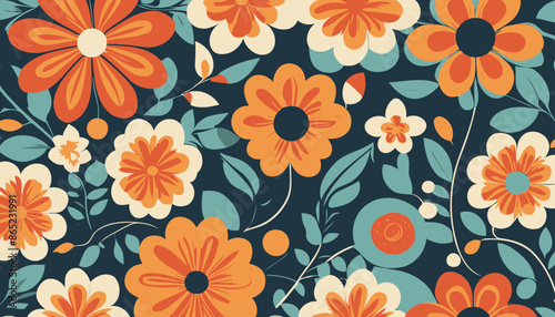 Geometric Floral Ornament: A Timeless Design from the 60s and 70s