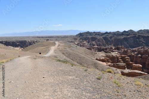 The stunning red gorge Charyn Canyon in Kazakhstan photo