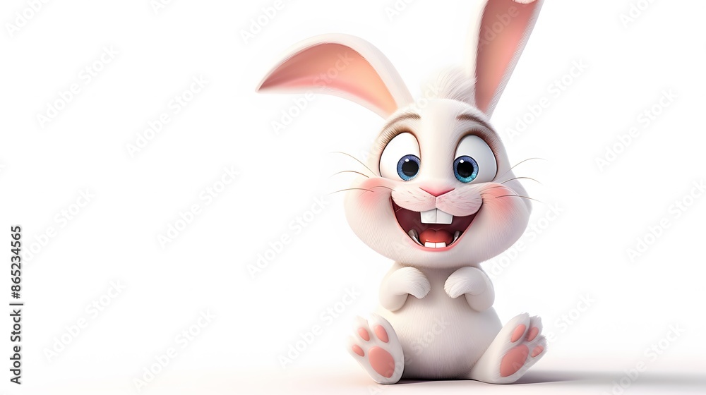 Happy bunny cartoon isolated on white background. 