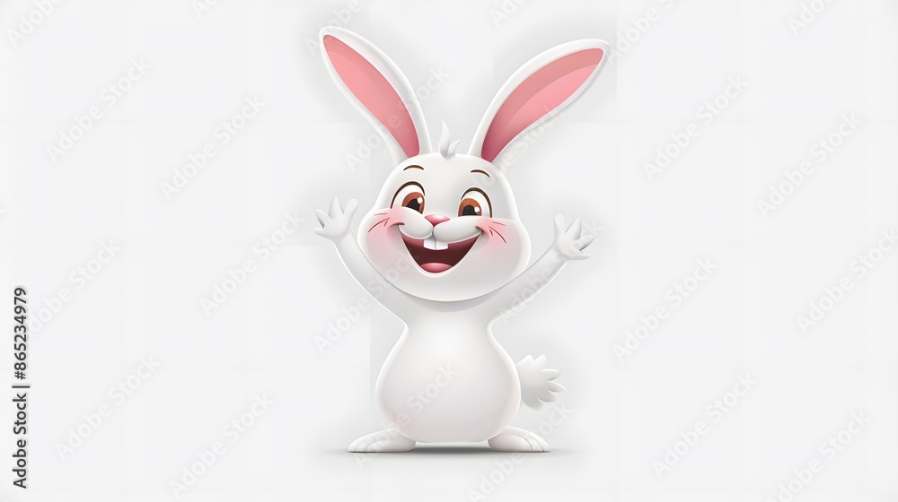 Fototapeta premium Happy bunny cartoon isolated on white background. 