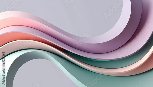Abstract Flowing Layers in Soft Pastel Tones on Gradient Background
