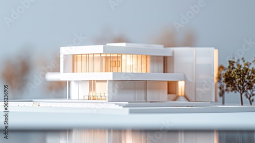 a miniature model of a modern real estate building © Saha165