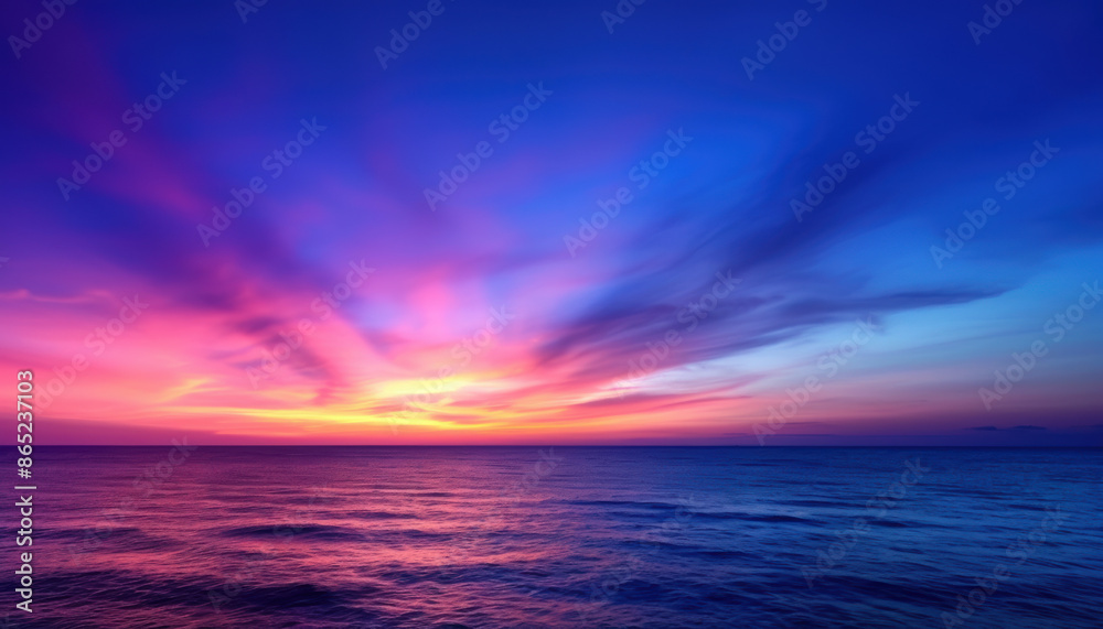 Obraz premium A beautiful sunset over the ocean with a calm and peaceful mood