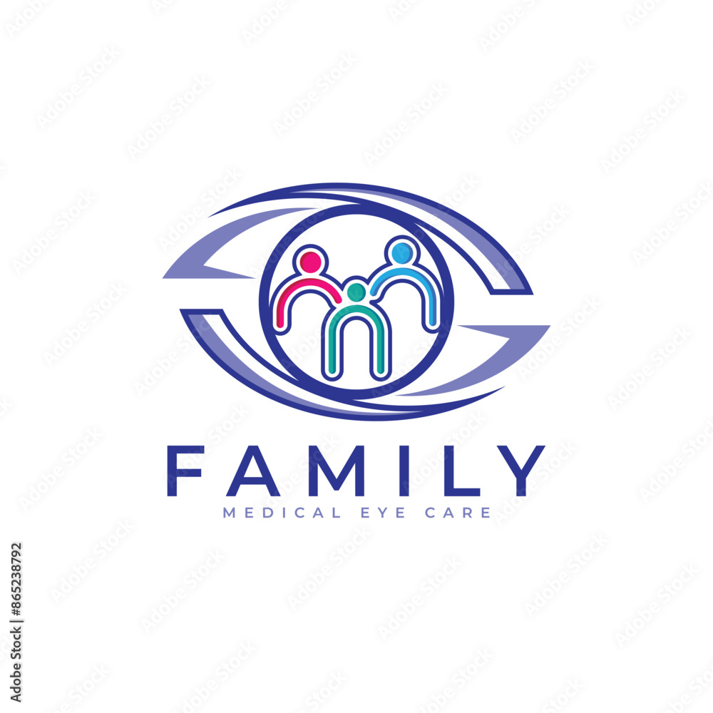 Family Medical Eye Care logo design. Symbol of family group combined with eye shape. modern design template. Family Medical Eye Care logo design. Symbol of family group combined with eye shape. modern design template.