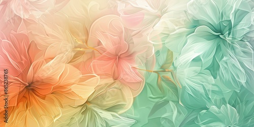 Soft, pastel-colored abstract floral background with delicate petals blending seamlessly into each other, creating a dreamy and ethereal atmosphere.