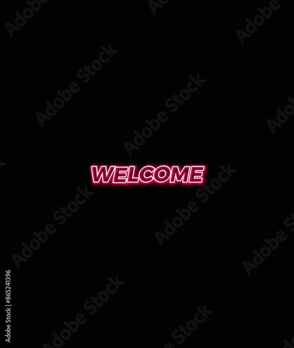 Welcome neon text effect red color animation vedio 3d