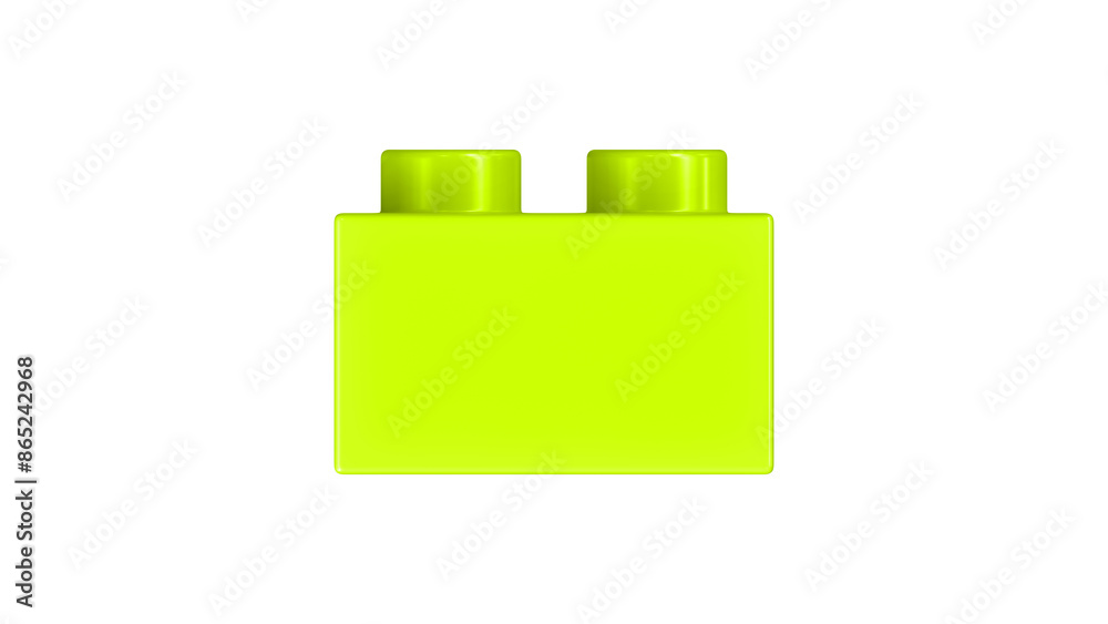 Lime Green Block Isolated on a White Background. Close Up View of a Plastic Children Game Brick for Constructors, Side View. High Quality 3D Rendering with a Work Path. 8K Ultra HD, 7680x4320 Lime Green Block Isolated on a White Background. Close Up View of a Plastic Children Game Brick for Constructors, Side View. High Quality 3D Rendering with a Work Path. 8K Ultra HD, 7680x4320