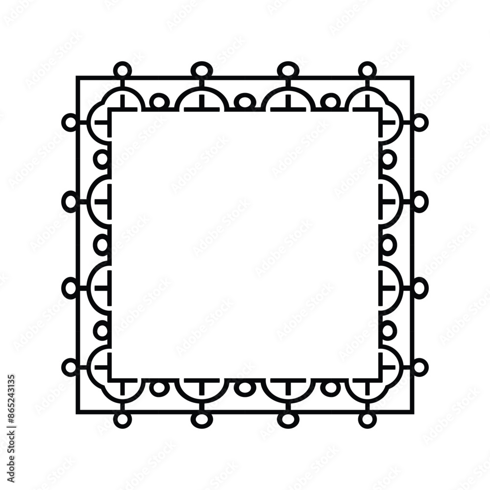 Ornamental Geometric Square Border Pattern Design with Symmetrical Shapes Ornamental Geometric Square Border Pattern Design with Symmetrical Shapes