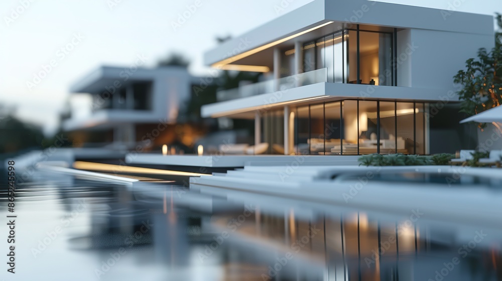 a waterfront property miniature model with modern concept a waterfront property miniature model with modern concept