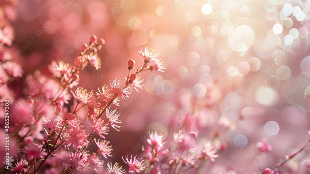 Soft pink blossoms in sunlight with a bokeh background. Soft pink blossoms in sunlight with a bokeh background.