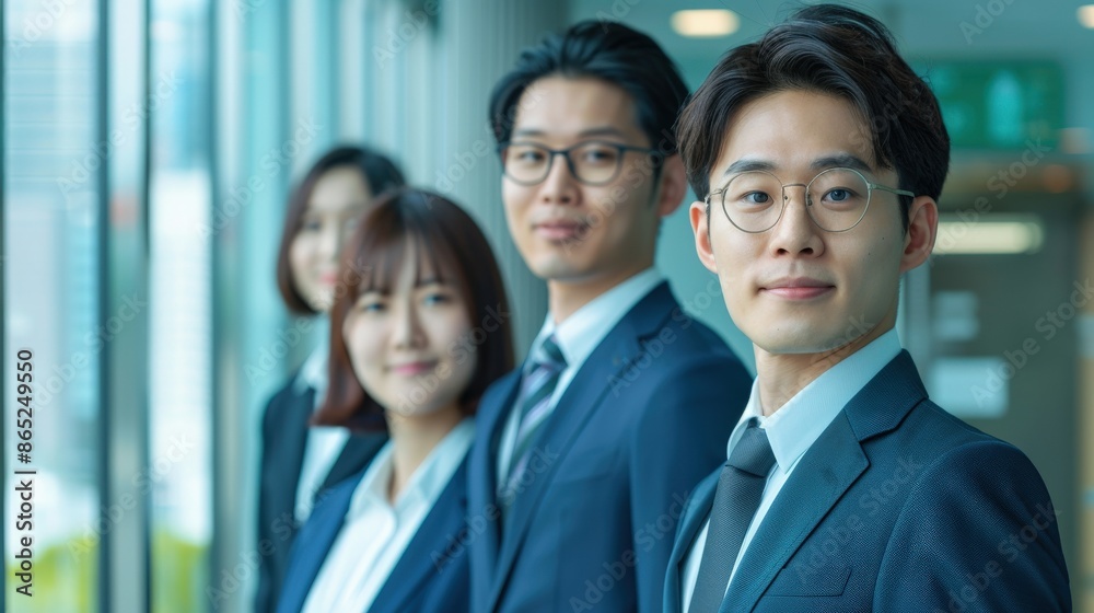A group of people in suits and ties are posing for a photo