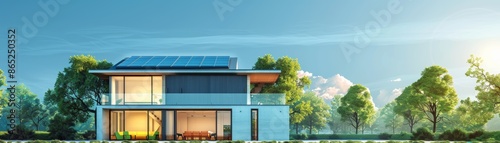 Wallpaper Mural Modern house with large windows and a lush green lawn. Torontodigital.ca