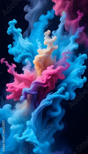 colorful smoke. With a resolution of 4K, the image is so lifelike that it seems to leap off the canvas, inviting the viewer to step into this mesmerizing world of smoke and shadow.