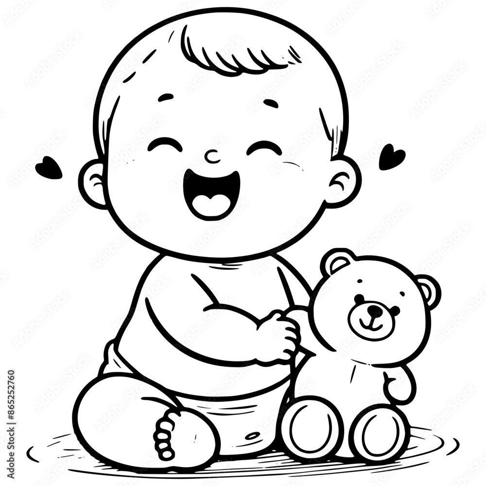 Baby one-line art drawing vector