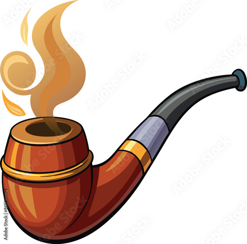 smoking pipe isolated on a white background, Smoking pipe icon,  classic smoke pipe vector illustration