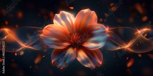 Elegant Flower With Glowing Ribbon