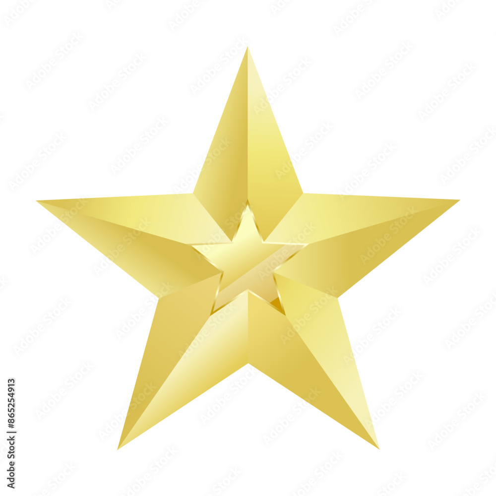 Obraz premium Gold star isolated on white background realistic vector illustration, icon, symbol