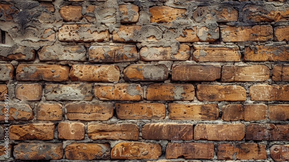Naklejka premium A textured wall background with a rustic brick pattern
