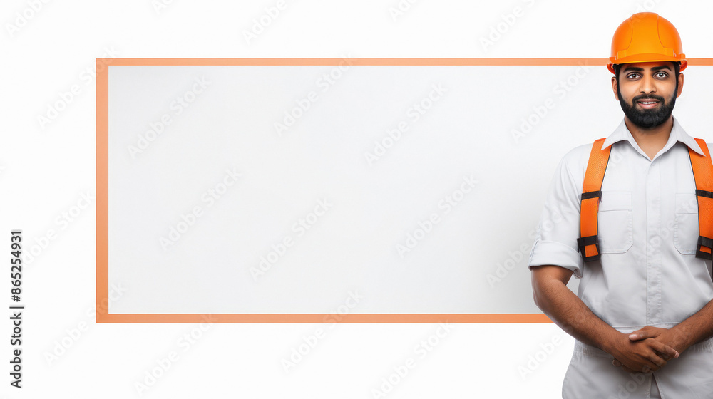 young indian man standing on white blank background young indian man standing on white blank background