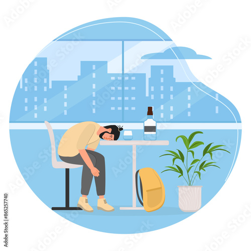 Alcohol addiction Alcoholism Problem Vector Drunk