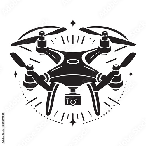 Drone silhouette vector. Flying drone icon silhouette vector illustration. Military drone silhouettes can be used as icons, symbols, and signs. Drone camera silhouette vector illustration 
