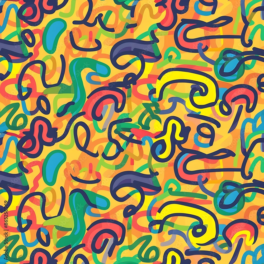 Fun line doodle seamless pattern. Creative abstract style background Wallpaper