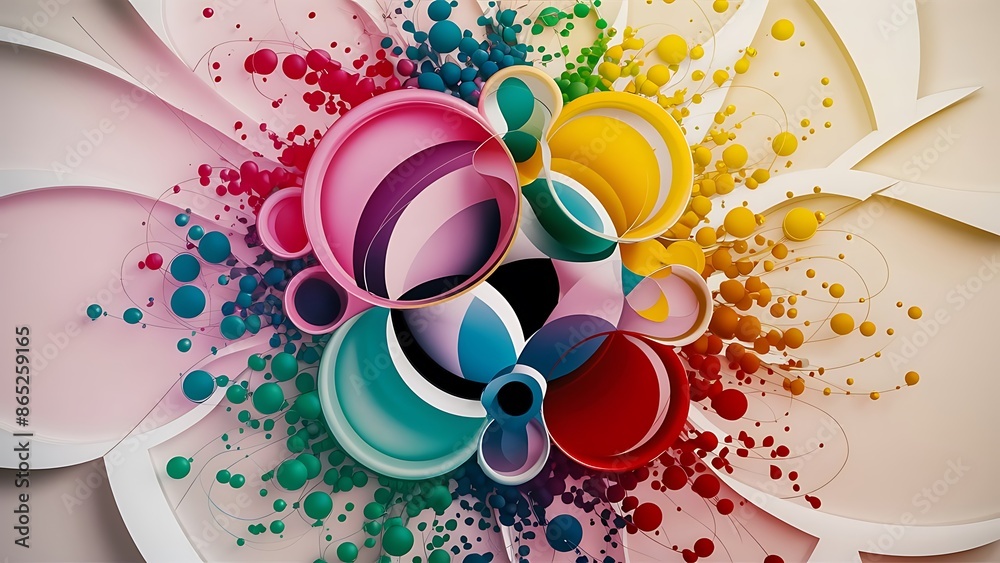 Abstract modern art style design with circles and spots in colorful Wallpaper Abstract modern art style design with circles and spots in colorful Wallpaper