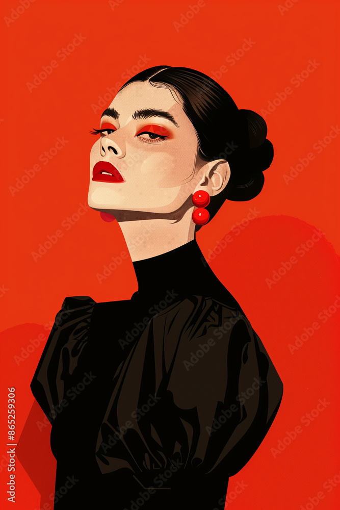 Poster Of A Model Woman In Watercolor Illustration Poster Of A Model Woman In Watercolor Illustration