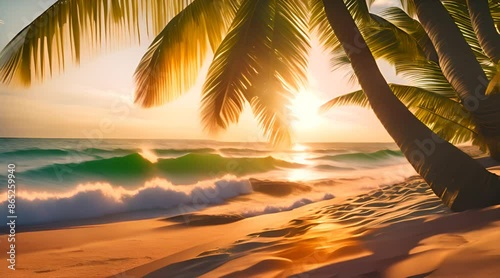 Island Escape: Coconut Fronds and Ocean Waves
