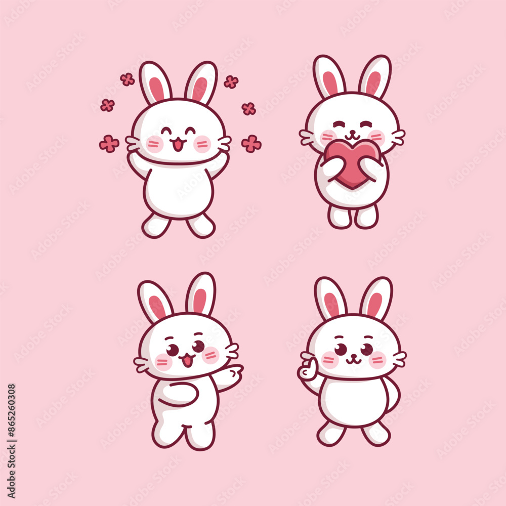 cute rabbit mascot pose emoji sticker cute rabbit mascot pose emoji sticker