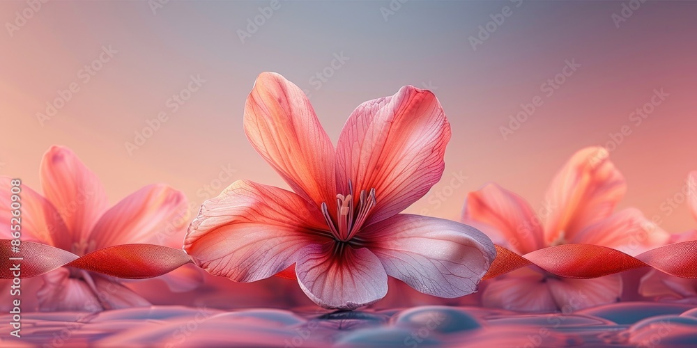 Pink Flower Floating on Water Pink Flower Floating on Water
