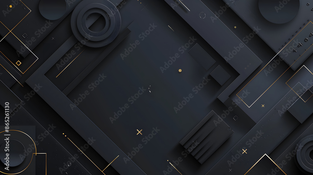 Abstract illustration of luxurious black lines on a gradient background with golden accents Abstract illustration of luxurious black lines on a gradient background with golden accents