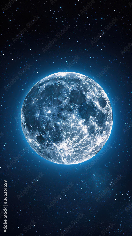 Obraz premium A large blue moon in the night sky