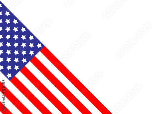 United States Independence Day flag sticker on left corner transparent background, PNG Vector illustration.