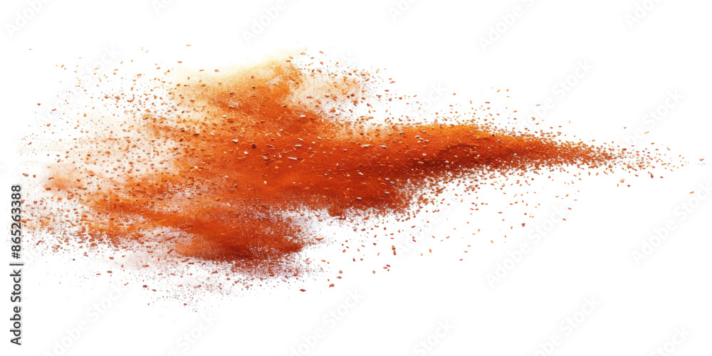 A small amount of pepper powder particles float in the air against a transparent background. A small amount of pepper powder particles float in the air against a transparent background.