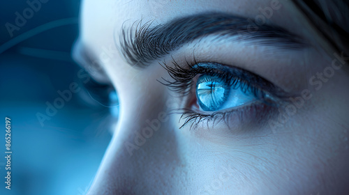Blue Beautiful Eye of woman . Generative AI
