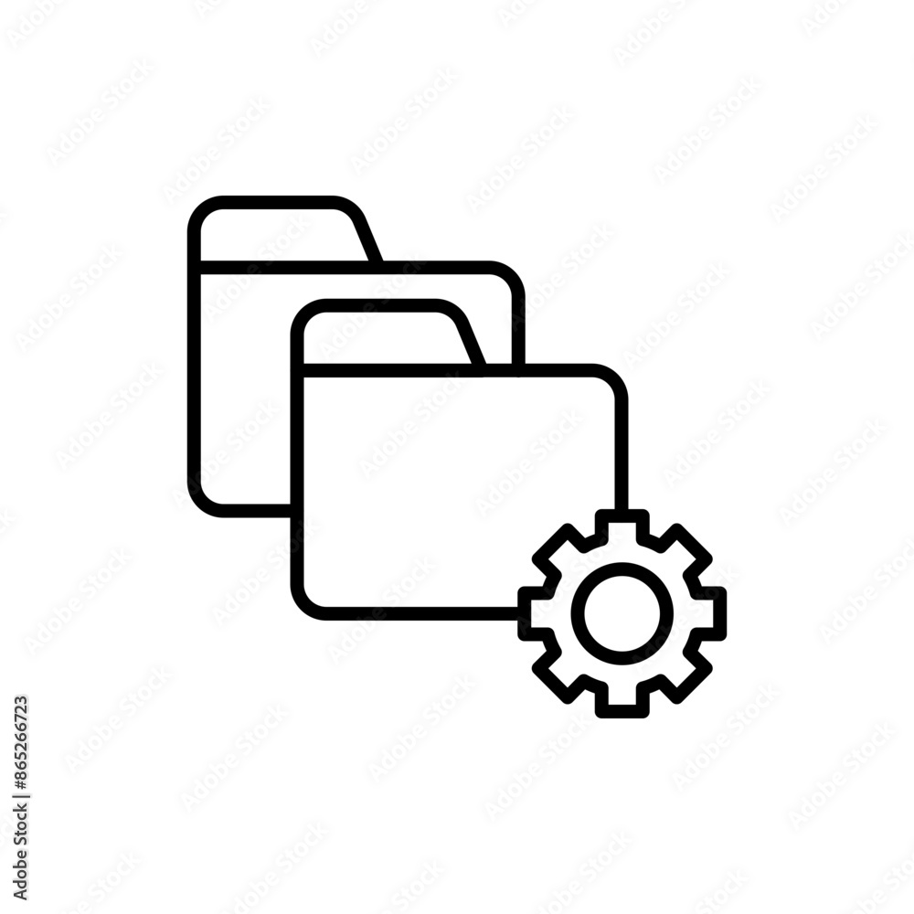 Folder management outline icons, minimalist vector illustration ,simple transparent graphic element .Isolated on white background