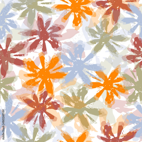 Vector illustration of watercolor textured abstract art textile flower design © Natallia
