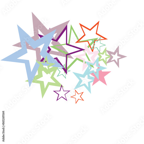 Object fountain organized from random sparcle star pictographs as fireworks.