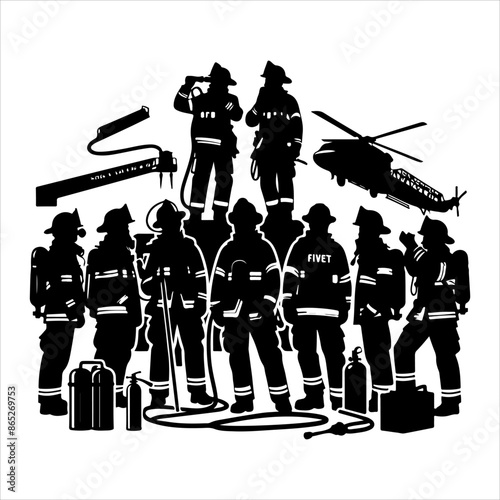 Firefighters pose silhouette vector. Silhouette firefighter full body black color only illustration vector silhouette firefighters pose