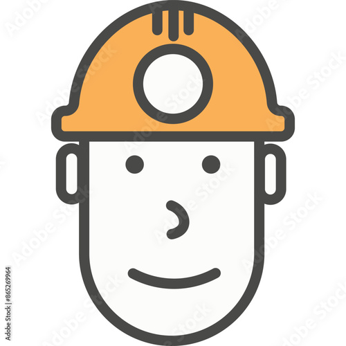 Face portrait of workman in helmet vector icon