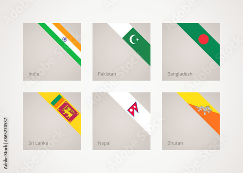 Corner ribbon flags of South Asia