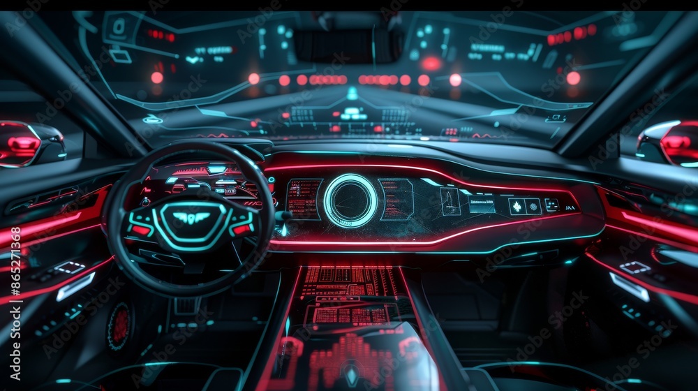 Car service with abstract graphic touch interface. Hologram of the car. Car projection. Car service with abstract graphic touch interface. Hologram of the car. Car projection.
