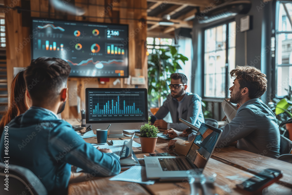 Fototapeta premium Businessmen meeting in the office Analyze documents and graphs to increase sales.