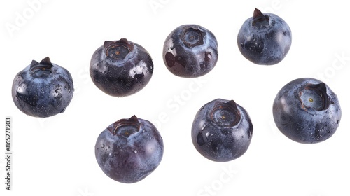 Fresh blueberries arranged on a white background photo