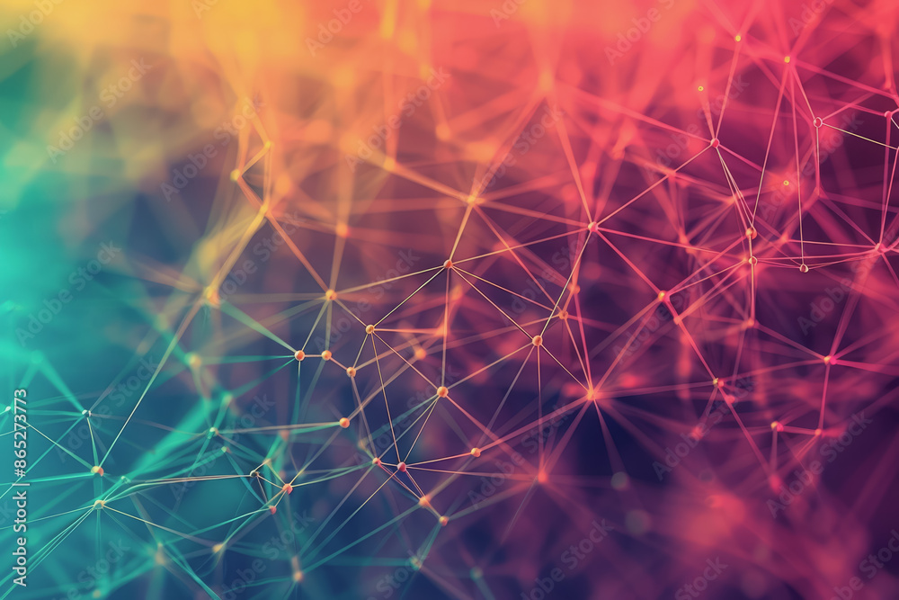Abstract futuristic wave with colorful lines connecting dots. digital data communication background. Abstract futuristic wave with colorful lines connecting dots. digital data communication background.