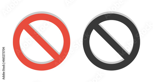 Red and black ban icon set. Editable vectors stop prohibitions sign symbol. No sign, empty no symbol. Forbidden sign not allowed in red and black. ban icon symbol 3d style. Stop entry sign.
