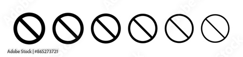 Set of black ban symbol. Set of prohibition sign. Stop symbol.  black ban icon. Prohibition vector icon. No or ban black sign. No sign, empty no symbol. Editable vectors stop prohibitions sign symbol.