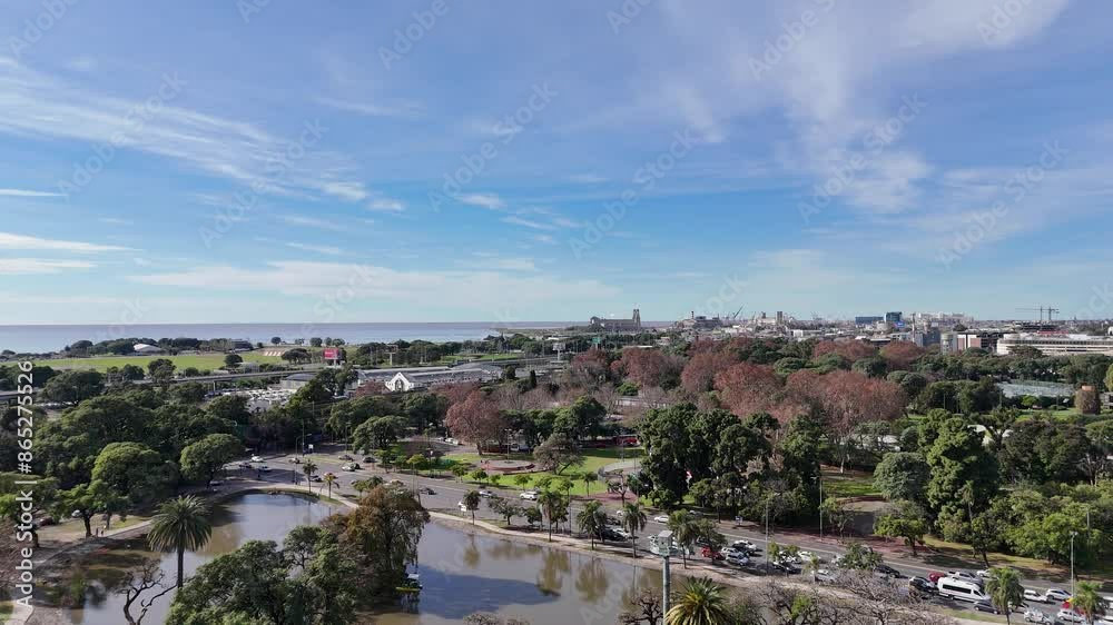Toma aérea bosques lagos de palermo, el rosedal, buenos aires, argentina Toma aérea bosques lagos de palermo, el rosedal, buenos aires, argentina