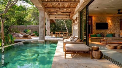 Living Room Views Outdoor Area Made Interior Mexico Style Entertaining Tulum Pool.
